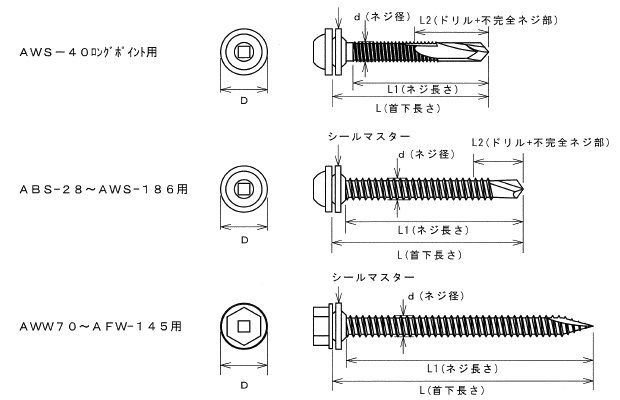 アシバツナギ用ビス ステンめっき 寸法図