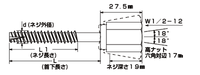 アシバツナギ プレコンタイプ ABC 8.5×60 寸法図