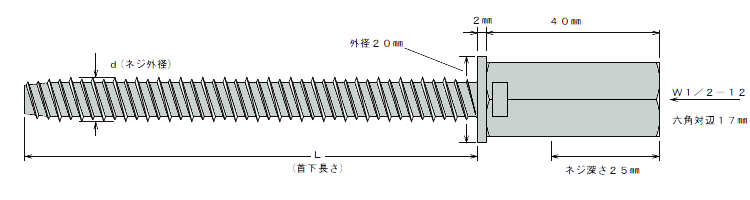 GS アシバツナギ プレコン AFC 10.5×135 寸法図