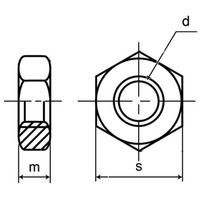 六角ナット2種 寸法図