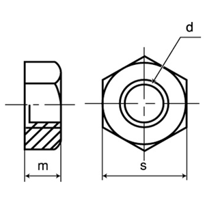 六角ナット1種 寸法図
