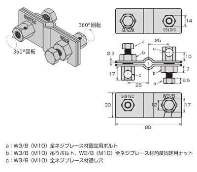 ふりふり自在ダブルＢ（両側前後タイプ）サイズ表