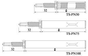 タテドイツナギ (W3/8-16)ボルト接続金具 TS-PN100 寸法図